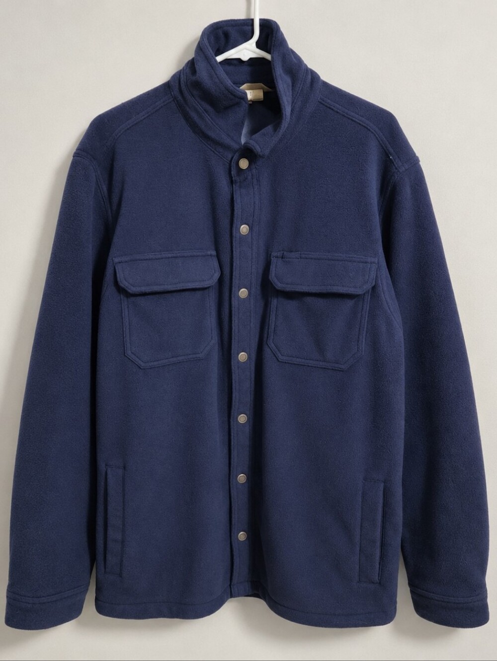 Duluth Trading Shoreman Heavy Fleece Jacket Snaps Navy Blue Size L